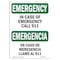 Signmission OSHA EMERGENCY Sign, In Case Of Call 911 Bilingual, 5in X 3.5in Decal, 3.5" W, 5" L, Landscape OS-EM-D-35-L-10337 - alternate 1